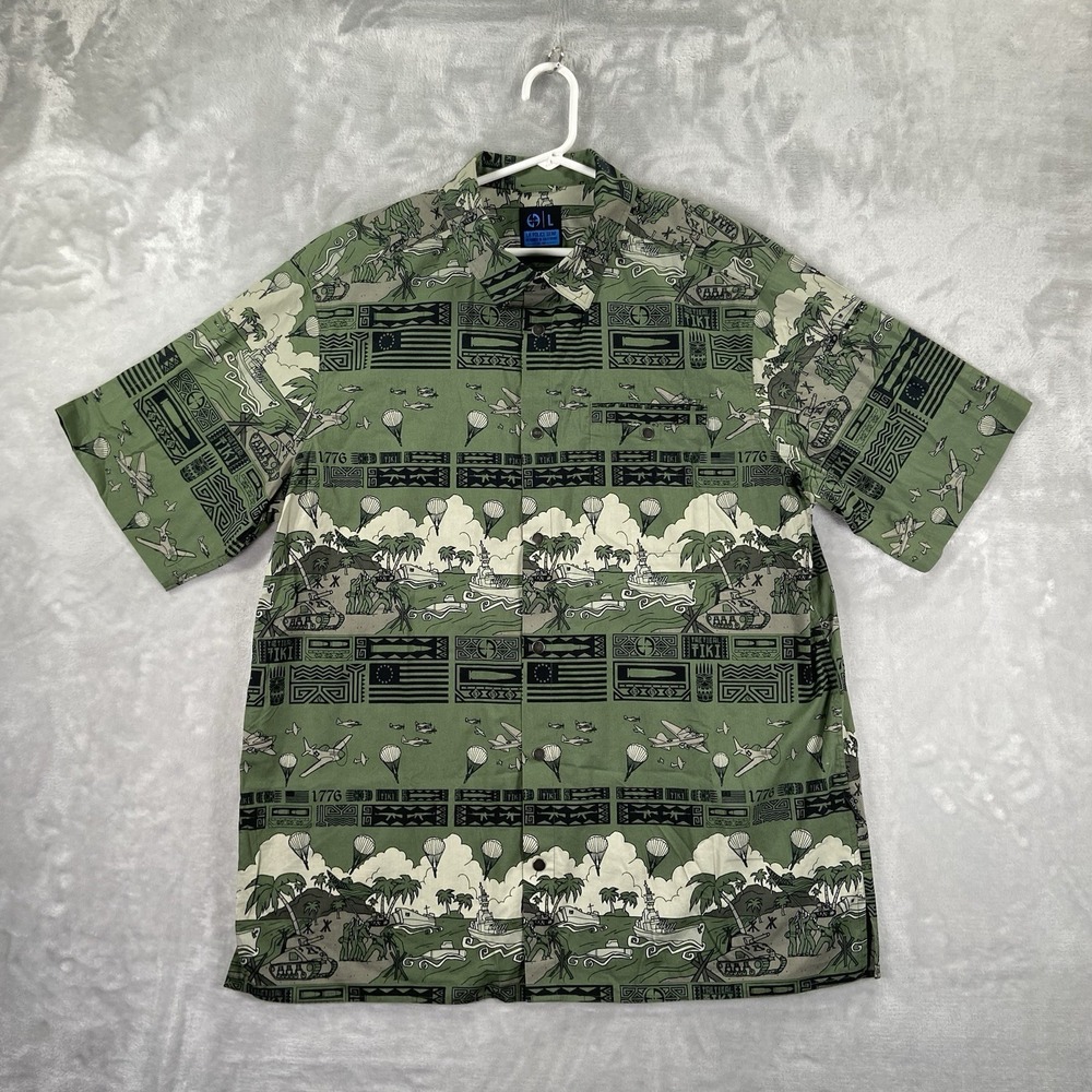 LA Police Gear LAPG Shirt Mens Large Snap Buttons Army Military Tactical Tiki